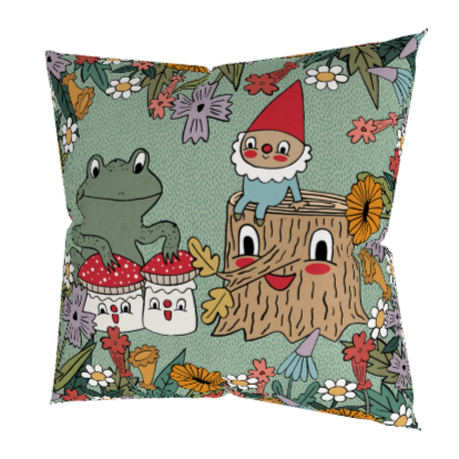 Premium Frog + Gnome Pillow Case 18"x18" CASE ONLY
