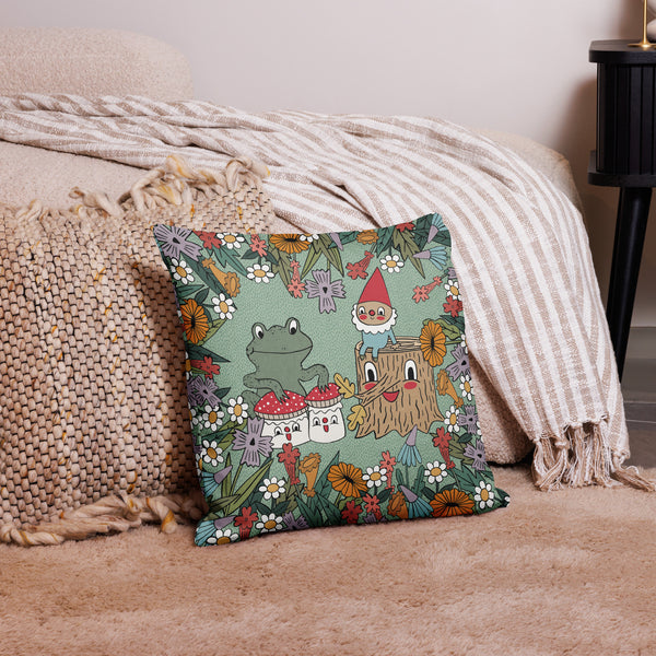 Premium Frog + Gnome Pillow Case 18"x18" CASE ONLY
