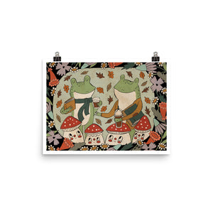 Frogs In The Fall Print 12x16"