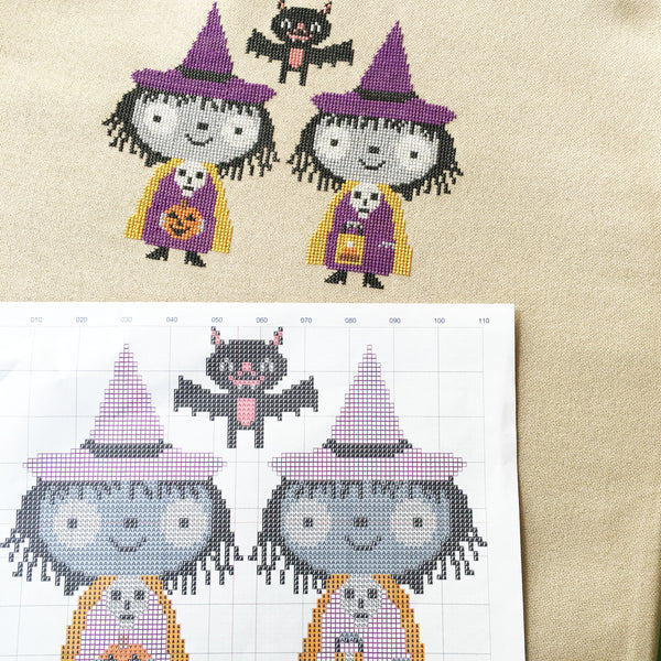 Twin Witch cross stitch pattern PDF (digital download)